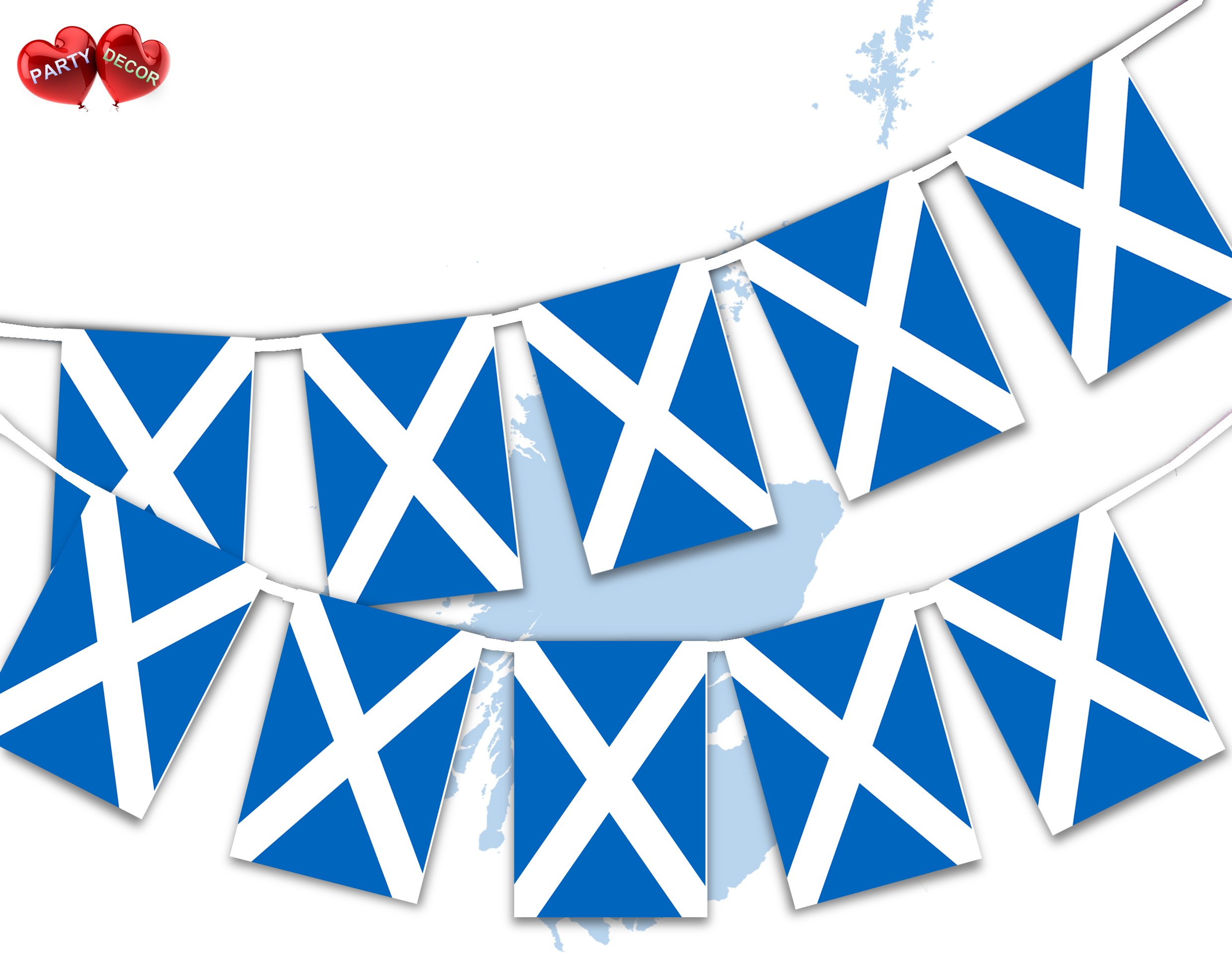 PARTY DECOR Scotland Full Flag Patriotic Themed Bunting Banner 12 Rectangular flags for guaranteed simply stylish party National Royal decoration