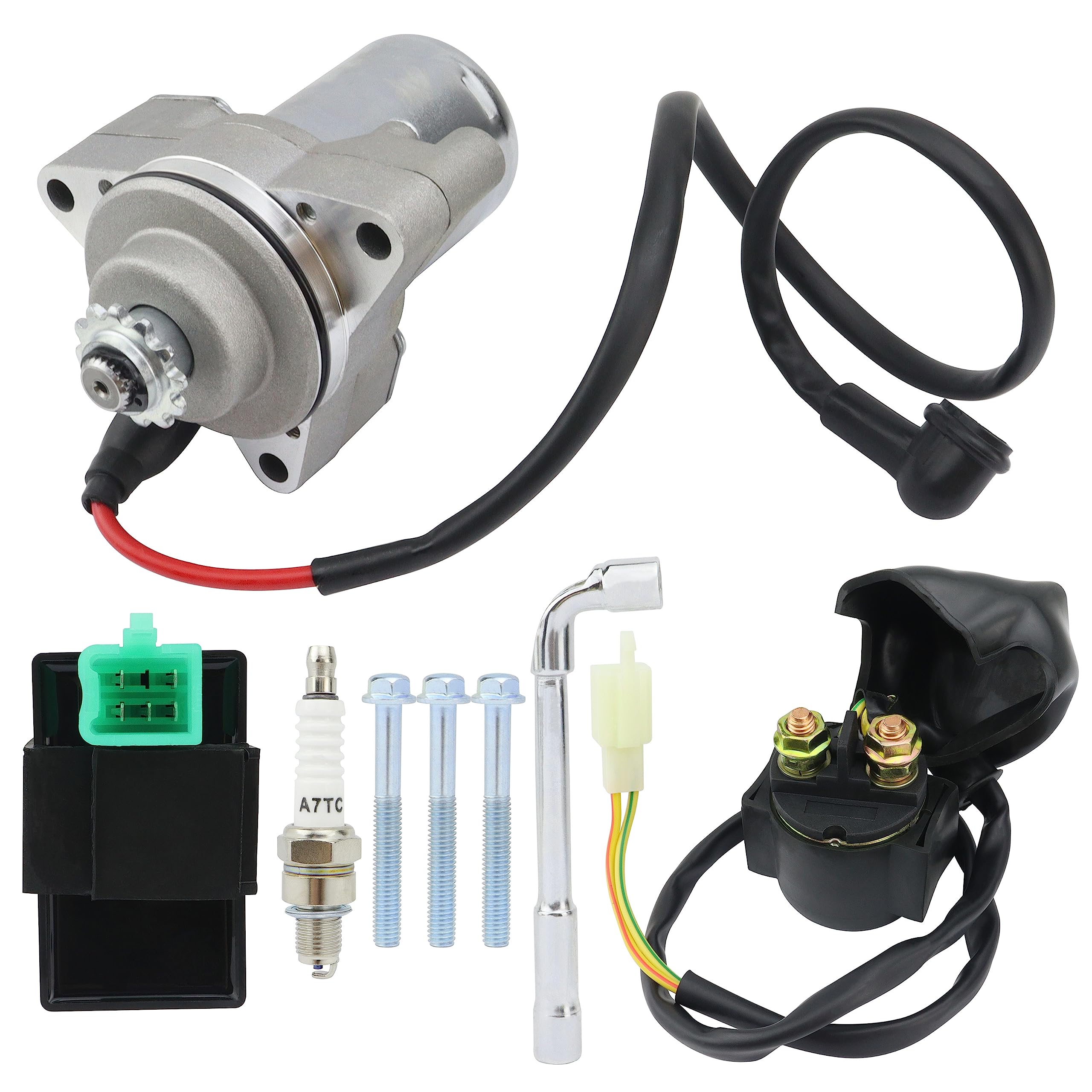 Photo 1 of shamofeng 3 Bolt Starter & Relay & CDI & Spark Plug for 125cc 110cc 100cc 90cc 70cc 50cc Chinese ATV Dirt Bike Go Kart Quad 4 Wheelers, for TaoTao Coolster Jonway SunL Roketa SSR Most Chinese Brands