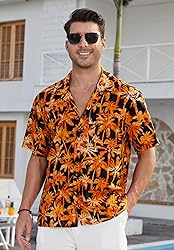 HISDERN Men's Hawaiian Shirt Short Sleeve Floral