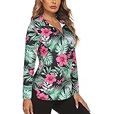 Koscacy Women's Long Sleeve Golf Tennis Polo Shirts UPF50+ Half Zip Dry Fit Workout Tops Athletic Shirt