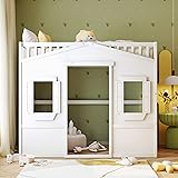 BIADNBZ Twin Size Loft Bed House with Built-in