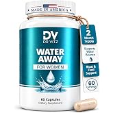 Dr Vitz Water Away Diuretic Water Pills for Women, 60 Capsules | Bloat Relief &amp; Water Retention, Natural Debloating, Green Tea, Cranberry &amp; Dandelion