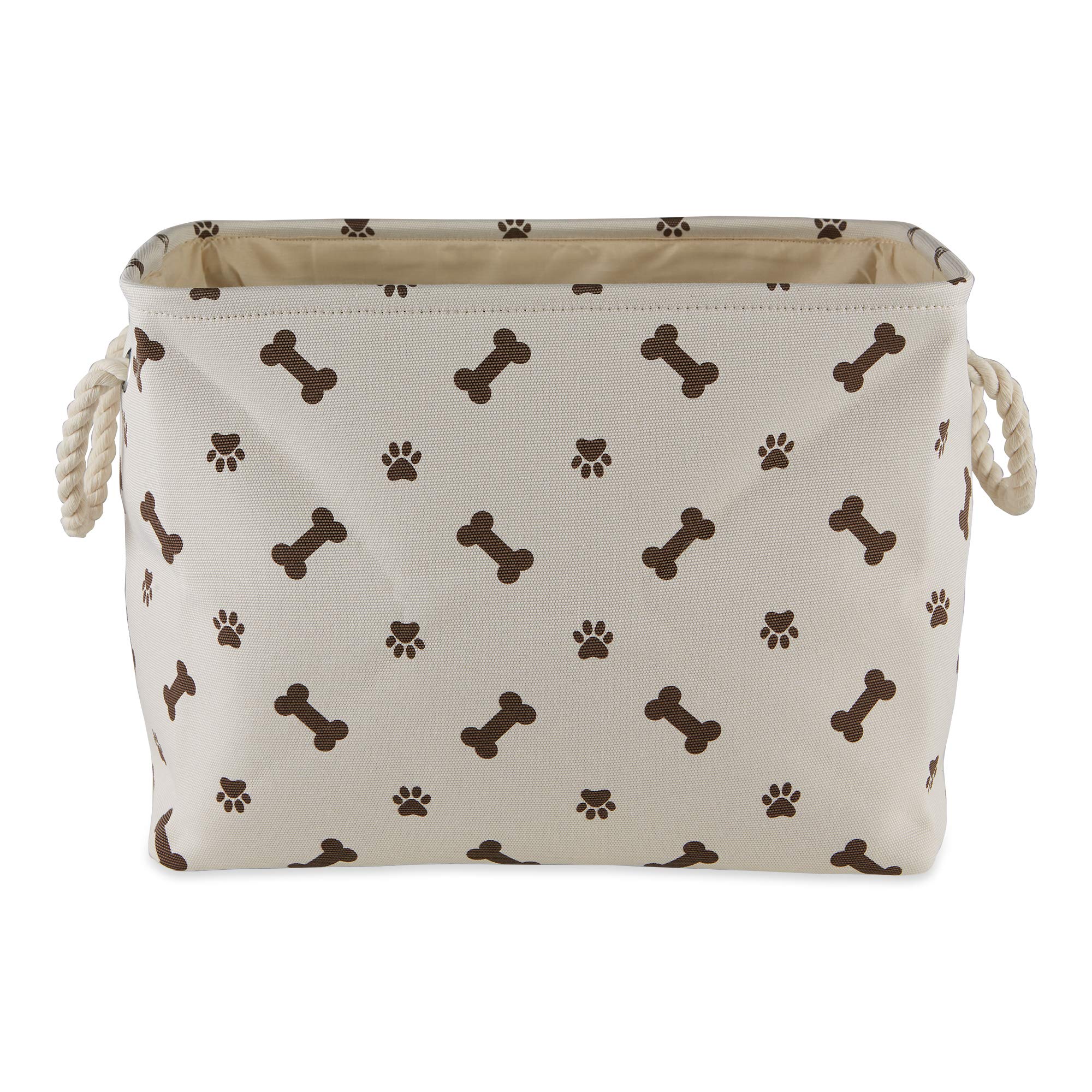 Bone Dry Paw and Bone Print, Cotton, Dark Brown, Medium Rectangle