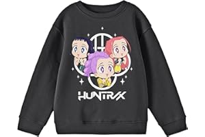BIOWORLD Kpop Demon Hunters HuntrX Excited Kawaii Chibi Art Youth Crew Neck Long Sleeve Sweatshirt
