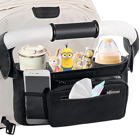 Mestron Pram Buggy Organiser Bag Pram Organiser Bag Stroller Organizer With Detachable Pocket Mobile Phone Pocket 2 Insulated Cup Pockets Shoulder Strap Pushchair Organiser Amazon Co Uk Baby