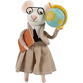 Primitives by Kathy Collectible Critter, Felt Mouse Wearing Teacher Outfit Holding Globe and Textbook, Fabric Clothes and Wire Glasses, Fun Teacher Gift, Classroom D&eacute;cor
