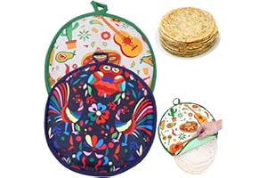 Tortilla Warmer Pouch, 2Pcs, 11.8 Inch Round, Microwavable