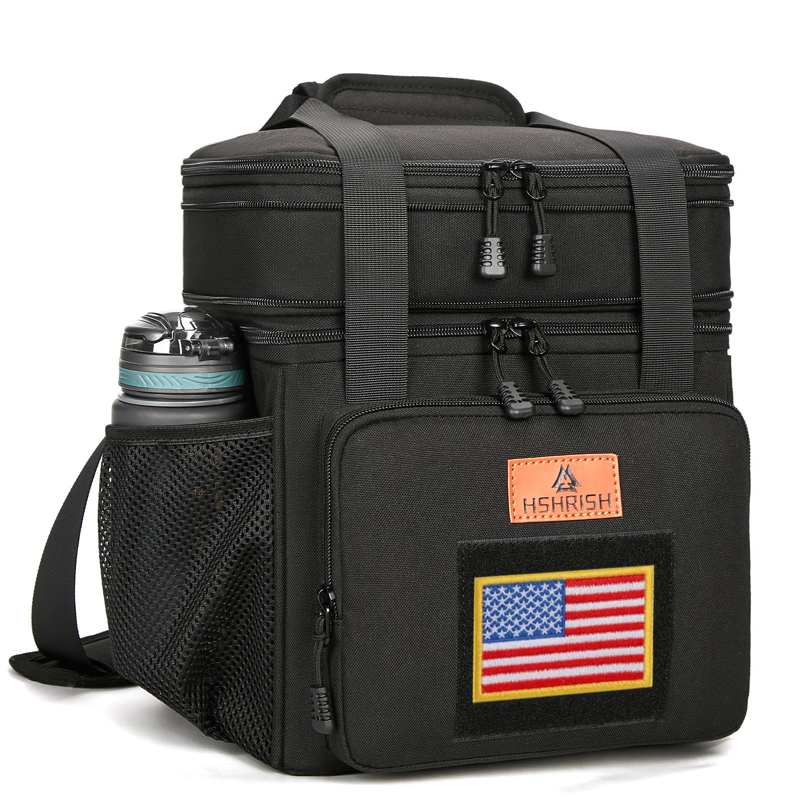 HSHRISH Expandable Lunch Box, Double Deck Large Insulated Lunch Bag for Men, Durable Leakproof Cooler Bag for Men Work Shift Outdoor Trips, 20 Can/15 L, Black Image HSHRISH Expandable Lunch Box, Double Deck Large Insulated Lunch Bag for Men, Durable Leakproof Cooler Bag for Men Work Shift Outdoor Trips, 20 Can/15 L, Black Image