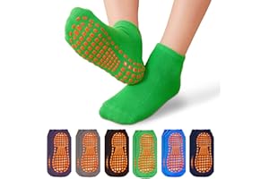 WANZHIHUI Grip Socks for Kids 6 Pairs Non Slip Trampoline Gymnastics Soccer Socks Grippy Slippers for Boys Girls Ages 5-9