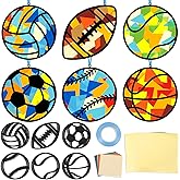QOUBAI 36 Pcs Sports Suncatchers Crafts for Kids Outdoors Sports Window Tissue Paper Craft Kit Colorful Window Suncatchers Art Kit Supplies for School Home Activity Project Birthday Party Favor Décor