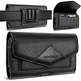COCO STARKE Leather Phone Holster Belt Loop Phone Belt Holder for Men Carrying Pouches Wallet Black for iPhone 17 16 15 14 13 12 14Pro/Pro Max Phone Case Samsung Motorola,Compatible with Case/Cover