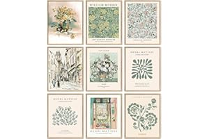 ANERZA 9 PCS Sage Green Wall Art Decor, Matisse Wall Prints for Bedroom, Abstract Posters for Room Aesthetic, Wall Collage Kit Pictures for Living Room, Eclectic Boho Vintage Dorm Gallery Home Decor