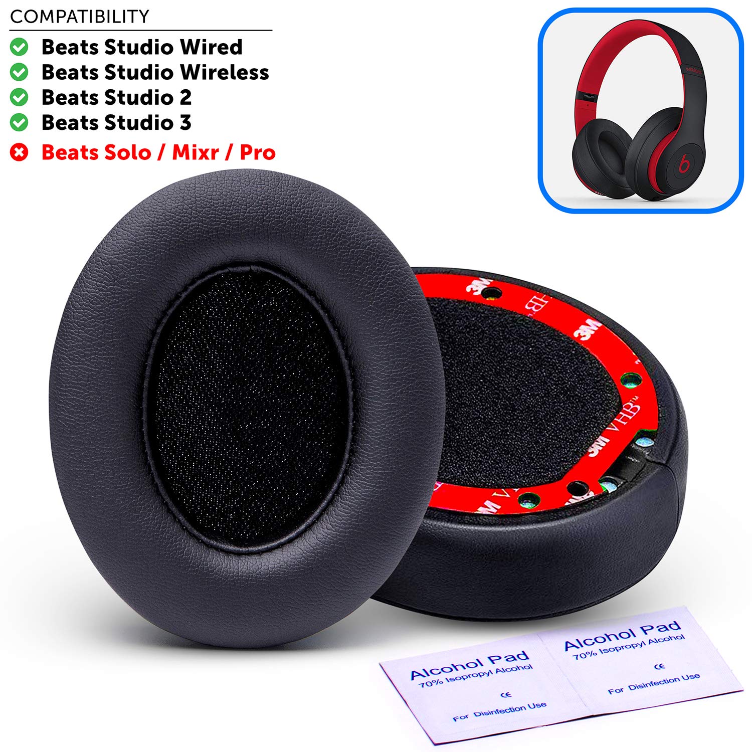 Premium Beats Studio Replacement Ear Pads by Wicked Cushions Noise