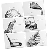 Timber Box Design Golf Thank You Cards &ndash; 24 Pack with Envelopes - Sports-Themed Stationery Set - 6 Unique Designs - Minimalist Black &amp; White Thank-You Notes