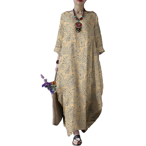 chinese dress ladies Women Solid Long Sleeve Cotton Linen Dresses Teacher Church Modest Business  Casual Work Outfits Loose Shift TunicDress at Amazon Women's Clothing store