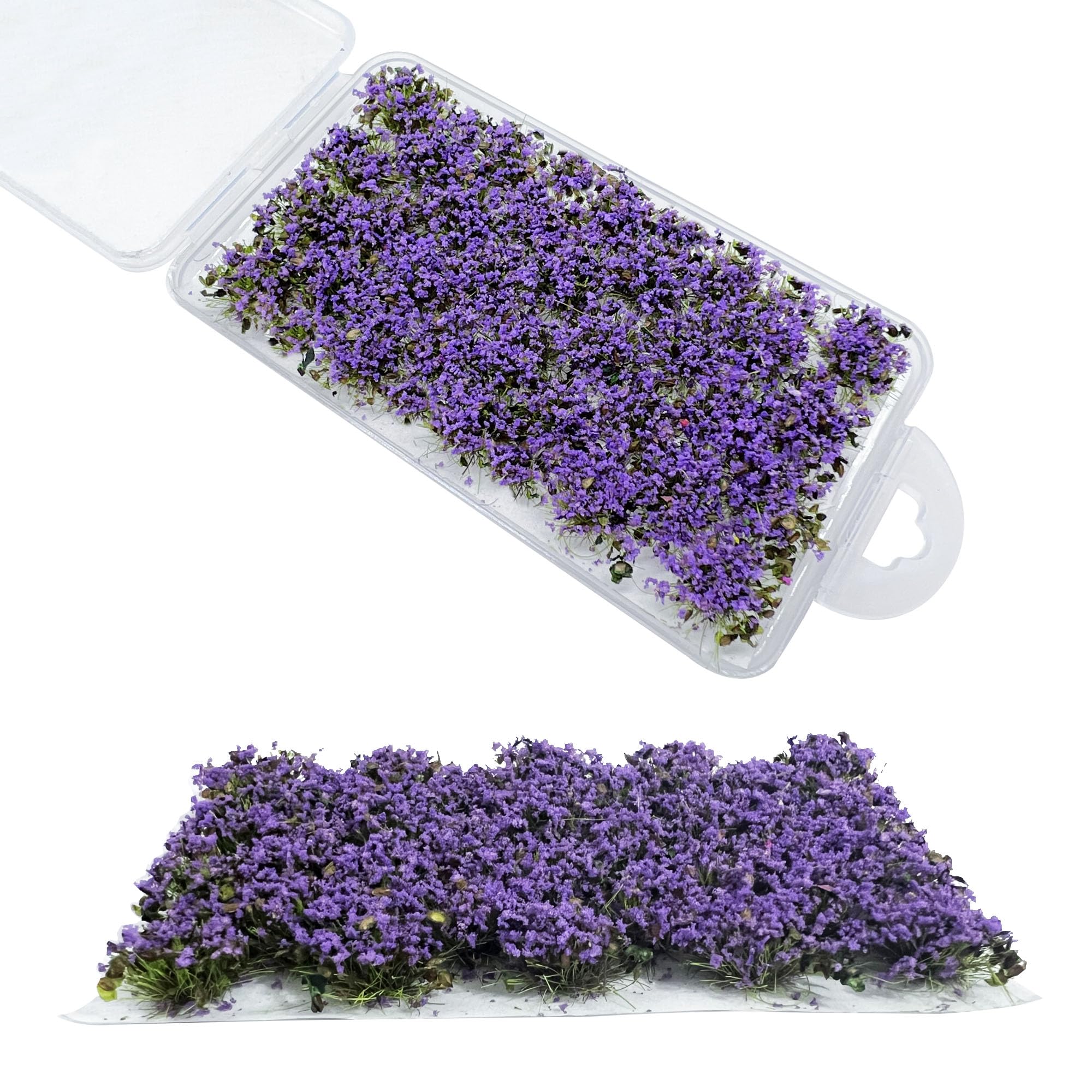 Woohome 32 PCS Static Grass Tuft Model Grass Tufts Railway Artificial Grass Purple Bushy Tuft Flower Cluster Vegetation Groups for DIY Architecture Building Model Train Landscape Railroad Scenery — image 1