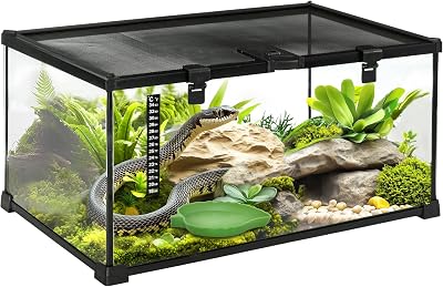PawHut Glass Reptile Terrarium Medium 50x30x25cm with Thermometer