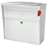 Mail Boss Townhouse Decorative Locking Wall Mount Mailbox, Galvanized Steel | Anti-pry locking door, classic stamped-panel design with decorative top cap, fixed slot fits envelopes and magazines.