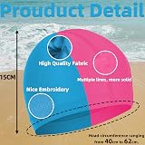 Olicky 2 Pcs Elastic Swim Caps Non-Slip Lightweight Sky Blue Rose Pink view 2