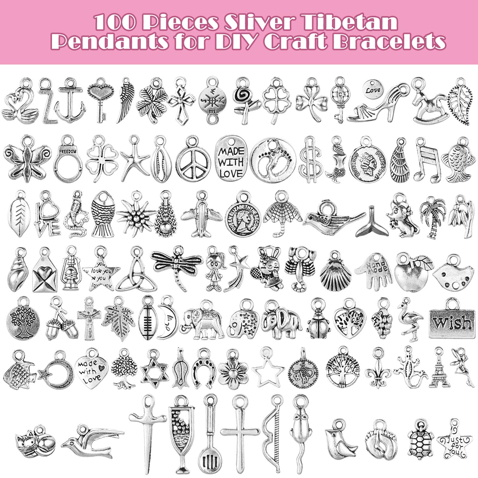 Highergo Highergo 469 Pcs Bangles Bracelet Making Kit Link Chain Bracelet Charms with OT Toggle Clasp DIY