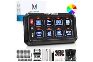 MICTUNING P1s RGB 5 Inch 8 Gang Switch Panel, High Power 5-Level Brightness Multifunction Toggle Switch Momentary Circuit Con