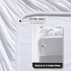 Shilucheng 100% French Linen Sheets - Full Size Bed