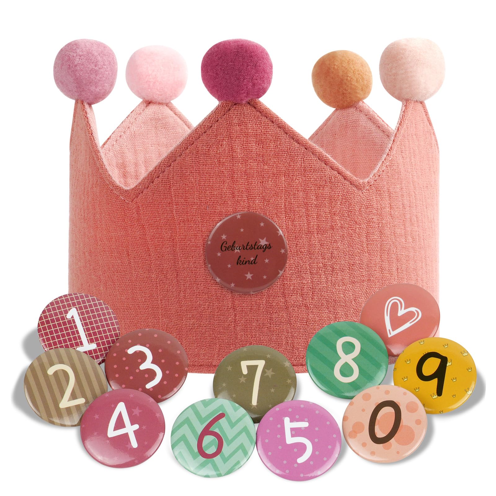 URAQT Birthday Crown for Kids, Reusable Birthday Party Hat Crown with Interchangeable Number from 0 to 9, Happy Hat, Baby Photo Props, Party Tiara Headbands Gifts for Boys Girls, Pink