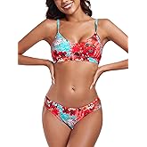 RELLECIGA Low Waisted Bikini Set for Women Scoop Neck Cutout Two Piece Swimsuit
