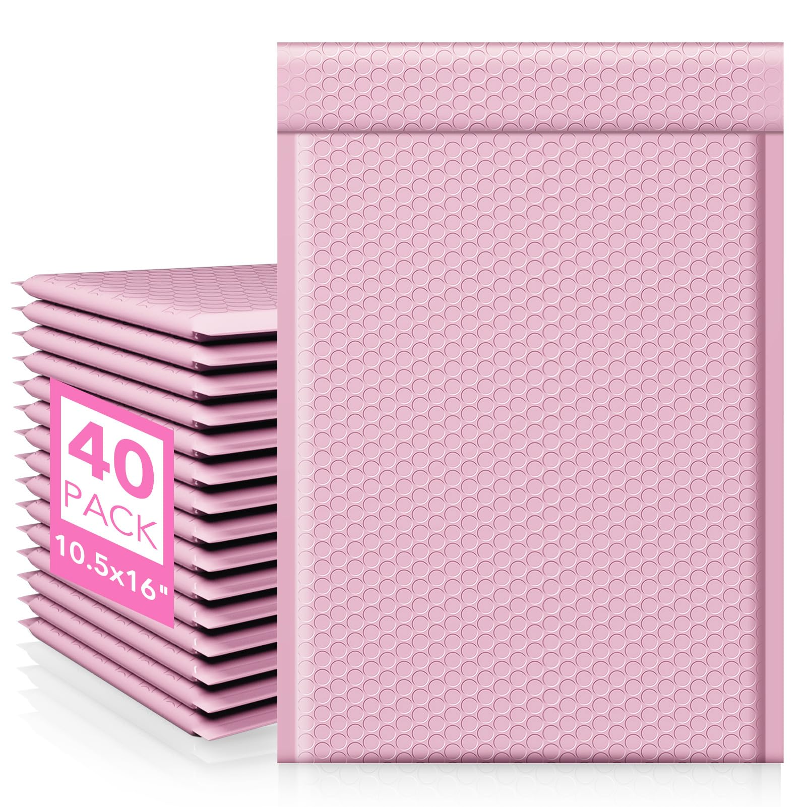 Photo 1 of Fuxury Large Bubble Mailers 10.5x16 Inch 40 Pack Thick Padded Envelopes Opaque Mailing Envelopes Bubble Padded Mailers Shipping Bags for Packaging Small Business #5 Light Pink