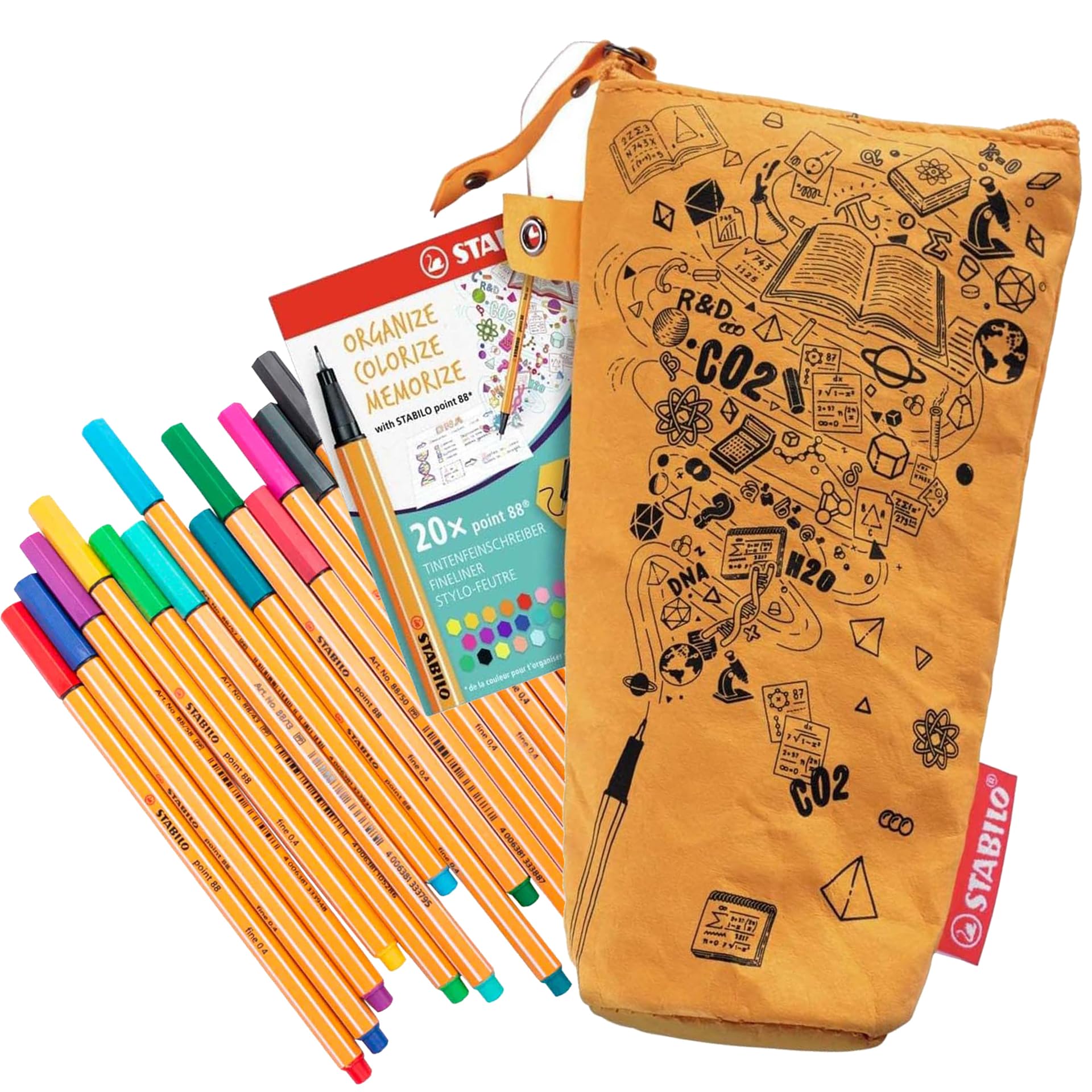 STABILO Fineliner point 88 in washable paper case - Pack of 20 - Assorted colours