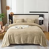 YUSOKI Queen Size Blanket Single Layer,Weight(4.4lb),370GMS-3D Stylish Design for Gift Home Decor (Tan,90"x90")