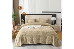 YUSOKI Sherpa Queen Size Blanket-3D Stylish Design Super Soft Fuzzy Cozy Warm Blanket Thick Plush Fluffy Furry Blankets for Teen Girls Women Couch Bed Sofa Chair Men Boys Gift(Tan,90"x90")