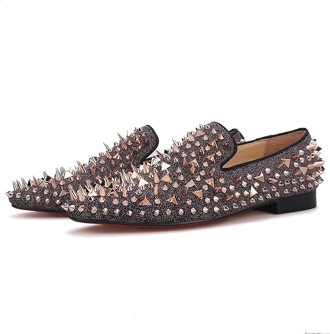 rose gold spiked loafers mens
