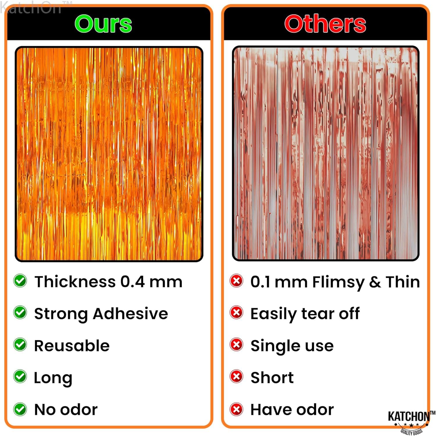KatchOn, XtraLarge Orange Fringe Backdrop Curtain - 3.2x8 Feet, Pack of 2 | Orange Streamers for Basketball Party Decorations, Birthday Decorations, Basketball Decor | Halloween Decorations