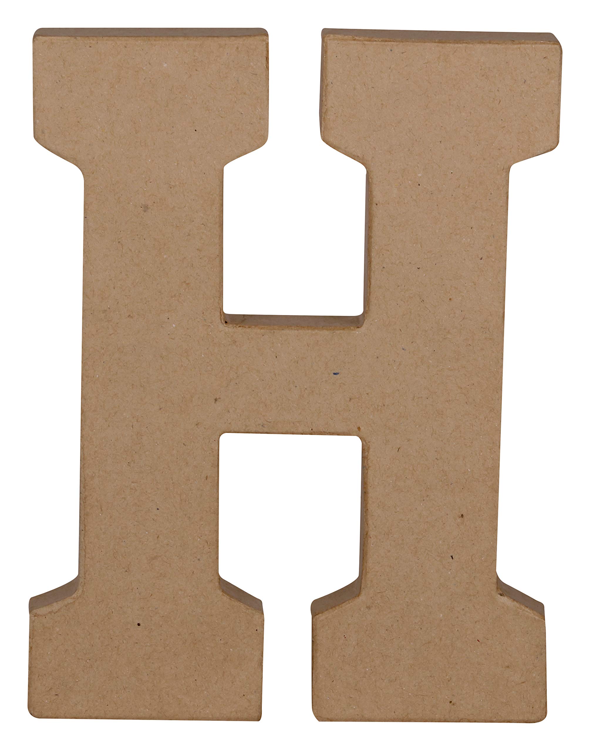 Décopatch - Ref AC859C - Papier-Maché Alphabet - Uppercase Serif Letter "H" - Fun to Decorate Using Décopatch Papers, Glue & Varnish, 15.3 x 16.5 x 2.8cm - Brown