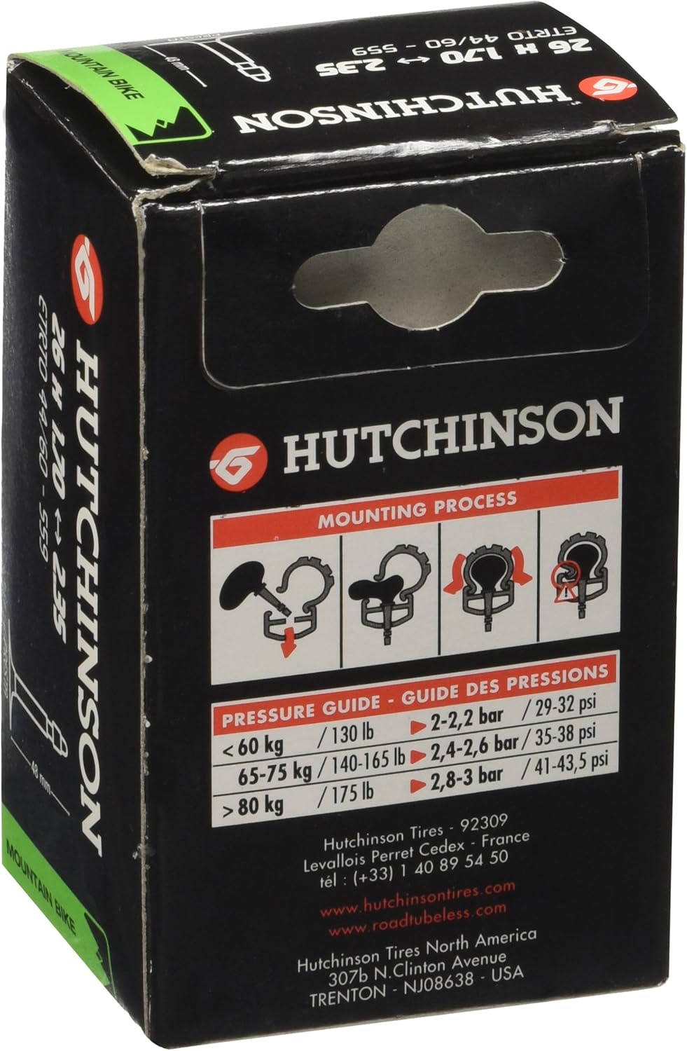 HUTCHINSON 26x1,70/2,35 Presta Inner Tube 2014 - valve Presta Size:26x1,70/2,35 (44-559 à 60-559), Black, 48 mm - Image 3