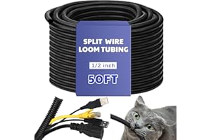Kanayu Split Flame Retardant Wire Loom High Temperature Cable Conduit Split Cable Sleeves Loom Tubing Auto Wire Conduit for Industrial Electrical Automotive Marine(1/2''-50 ft,Black)