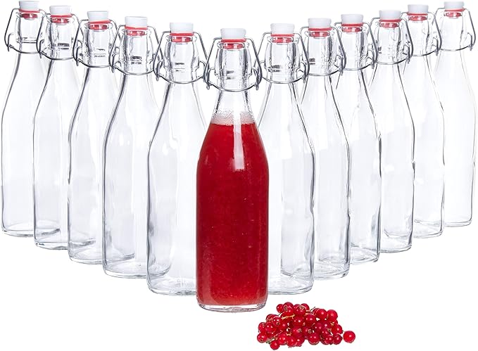 Bormioli Glasflaschen Mit Bugelverschluss Giara 12 Teilig Fullmenge 500 Ml Gesamthohe 26 5 Cm Perfekt Um Ole Anzusetzten Schnappse Zu Veredeln Oder Zum Servieren Von Wasser Saften Und Weinen Amazon De Kuche Haushalt