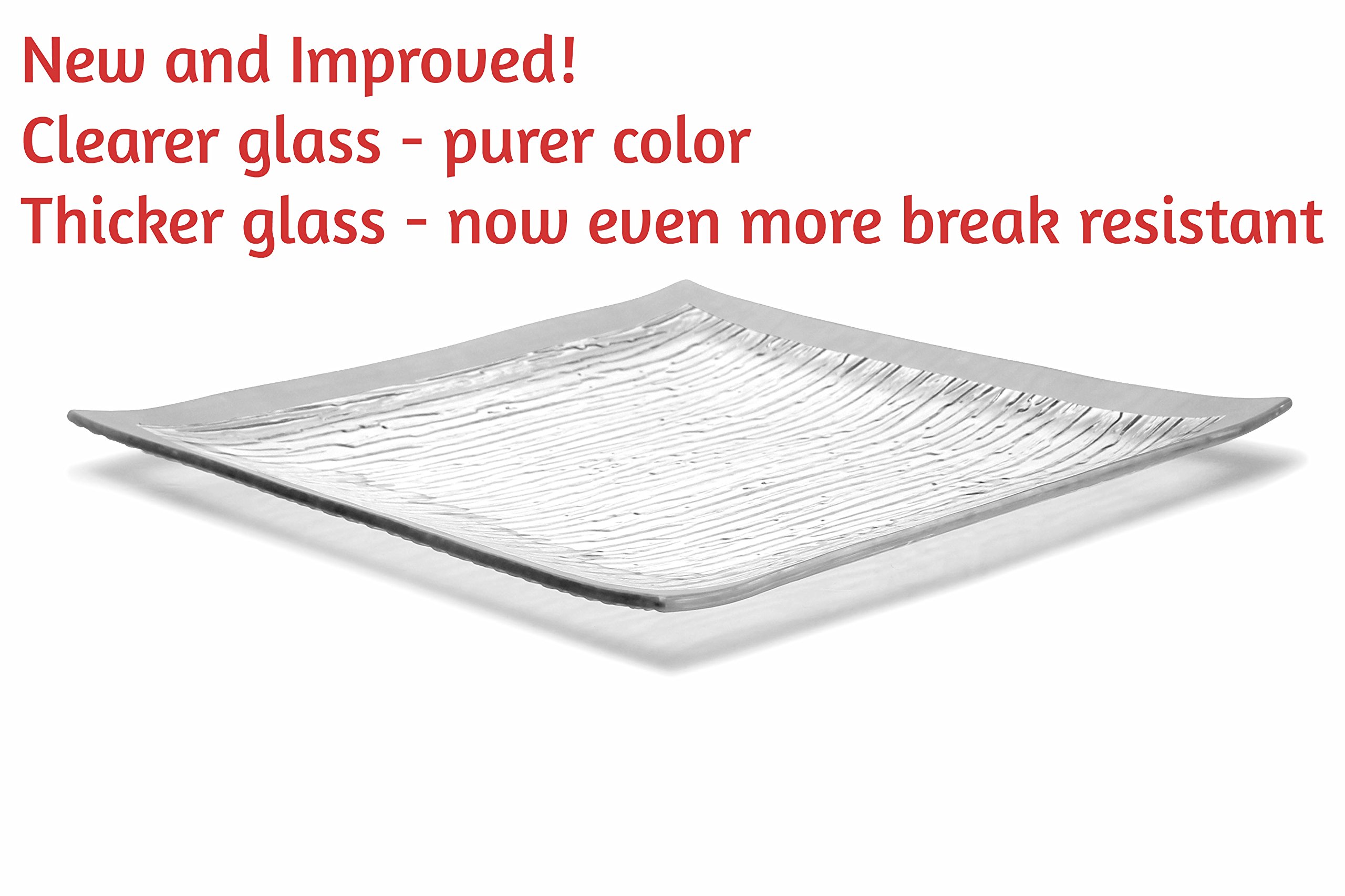 GAC Set of 4 Elegant Tempered Glass Dinner Plates Square Glass Plate 11