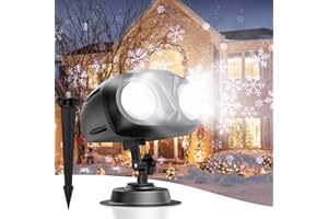 ZHENGXOO Christmas Snowflake Projector Lights,Dual-Head Snowflakes Snow Projector Lamp with Remote Control, IP65 Waterproof Christmas Outdoor Lighting Decorations for Xmas, Yard, Party, Garden, Patio