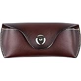 ZLYC Unisex Semi Hard Genuine Leather Eyeglass Case With Belt Loop for Prescription Eyeglasses & Standard Sized Sunglasses