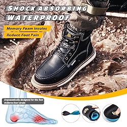 KELODON Waterproof Steel Toe Boots For