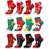 Ramede 12 Pair Halloween Ankle Socks for Adults, Christmas Socks | Red Green Pink, Cute, Funny, Low Cut Socks Holiday Stocking, Xmas, for Women Men Adults Gift