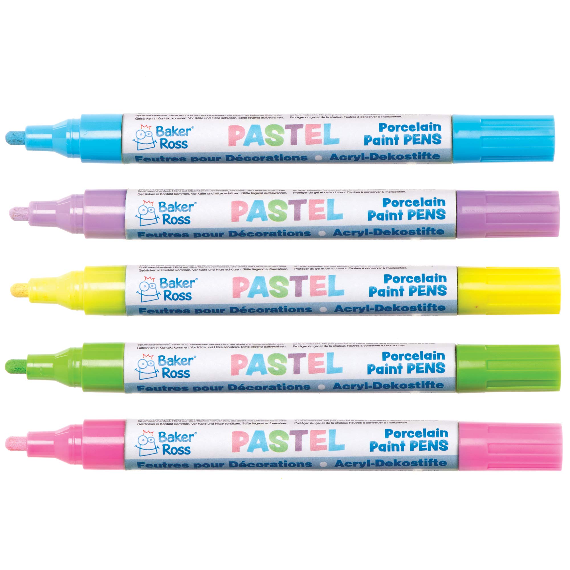Baker Ross AT479 Paint Pens Acrylic Pastel Marker Set, Art and Craft Supplies - Pink, Blue, Purple, Yellow and Green (5 Pack)