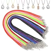 Ecation 100 Pcs 24 Inch Waxed Leather Necklace Cord Bulk with Clasp 10 Colors String Chain Necklace Rope 2 mm Colorful String Bracelet for Beads Pendant Crystal Charms DIY Jewelry Making Supplies