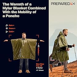 PREPARED4X Emergency Poncho with Mylar Blanket