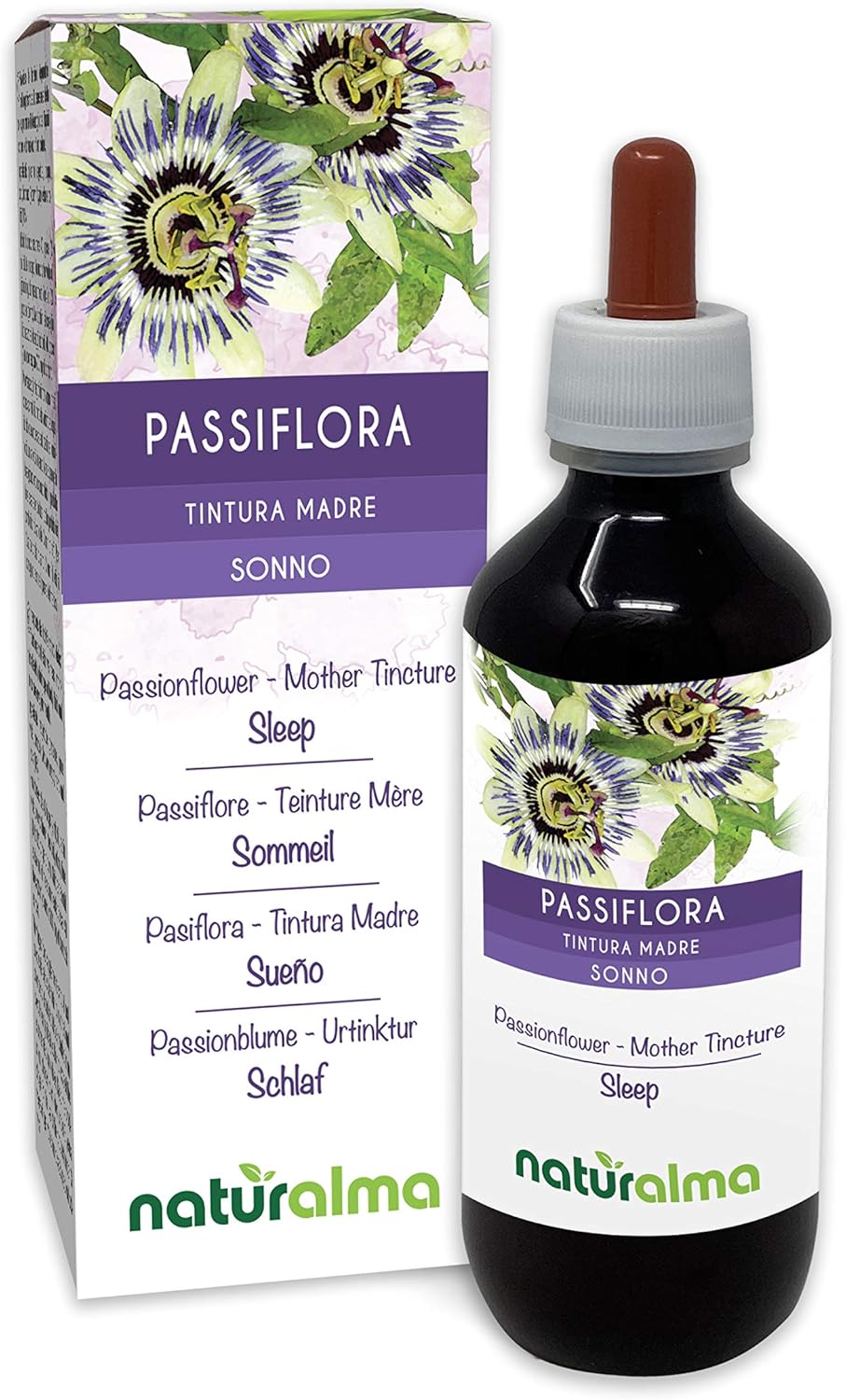 Passionflower (Passiflora incarnata) herb with Flowers Alcohol-Free Mother Tincture Naturalma, Liquid Extract Drops 200 ml