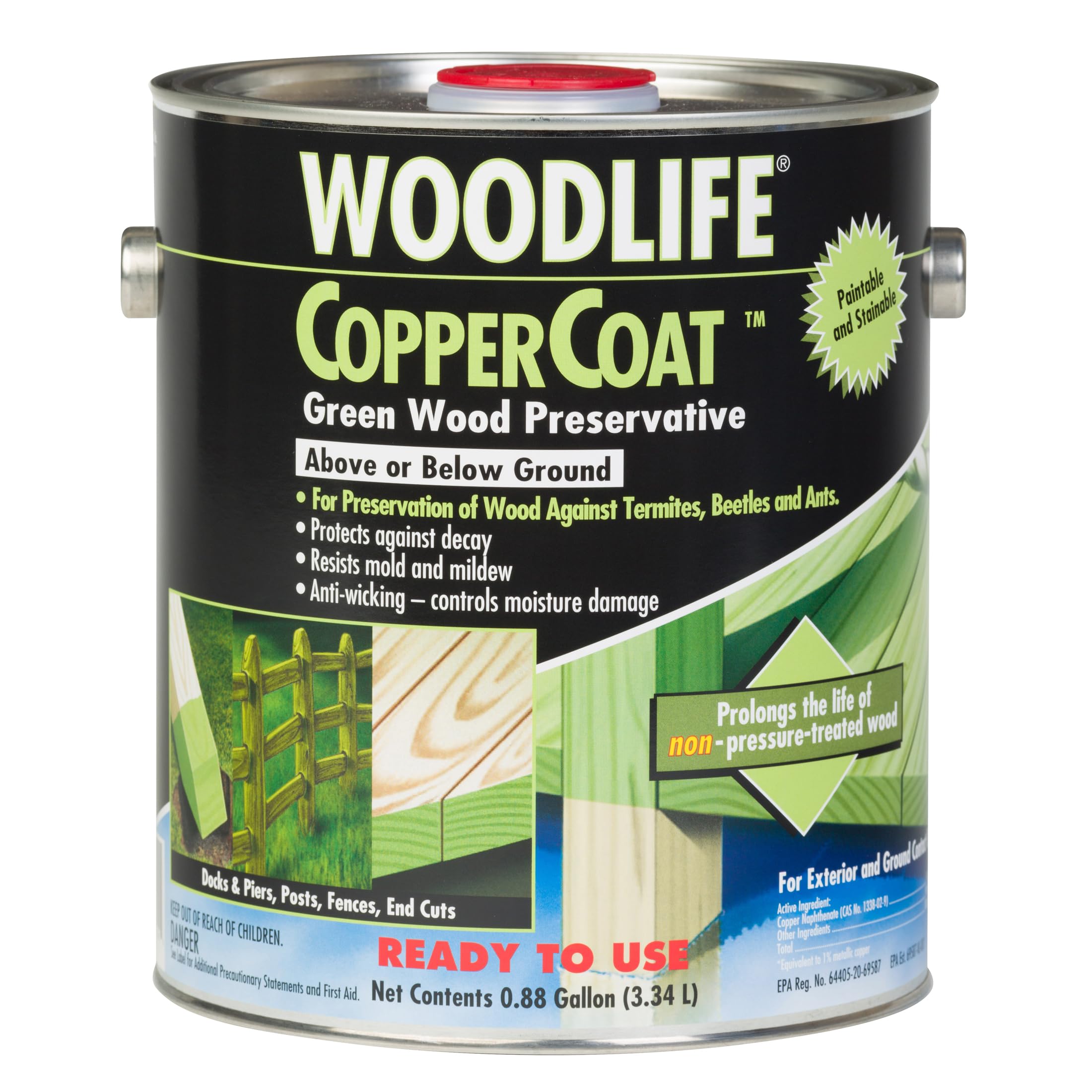 WOODLIFE 1901A CopperCoat Green Wood Preservative, Gallon, Green Image