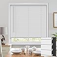 UNISHADES 100% Privacy Cordless Mini Blinds for Indoor Windows 1" Vinyl L-Shaped Blades Horizontal Blackout Shades, Pull Down Small Window Blinds for Home Kitchen, for Window 20" W × 36" H White