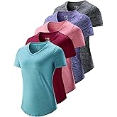5 Pack: Women's Dry Fit Short Sleeve T Shirts, Athletic Workout Tee Tops for Gym Yoga Running